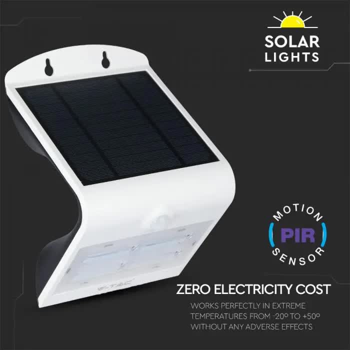 LED Solar Wandleuchte VT-768 3 Watt 4000 k+3000k, Aluminium Druckguss + PC mit Bewegungsmelder PIR_Sensor