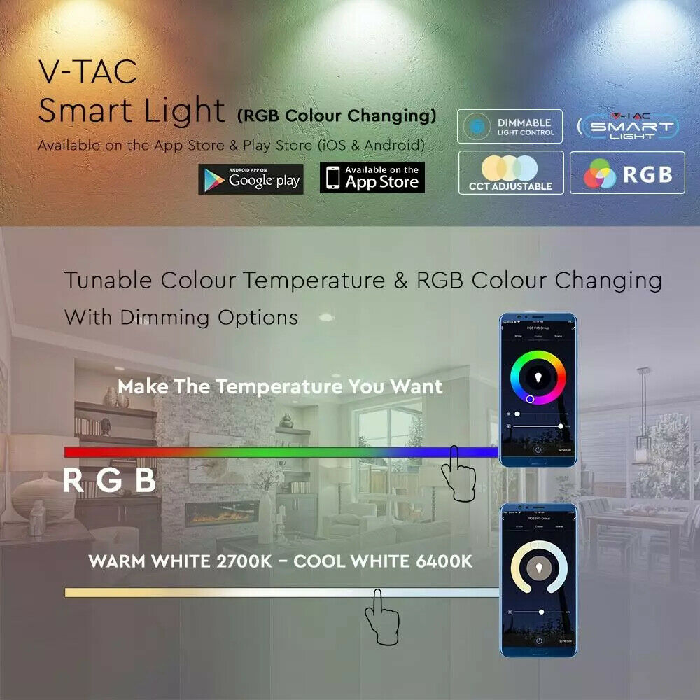 Smart LED Leuchtmittel/Glühbirne WiFi Samsung Chip E27 A60 10 Watt Kunststoff 3000 k RGB CCT dimmbar mit ALEXA und Google Assistant kompatibel EEK: F 