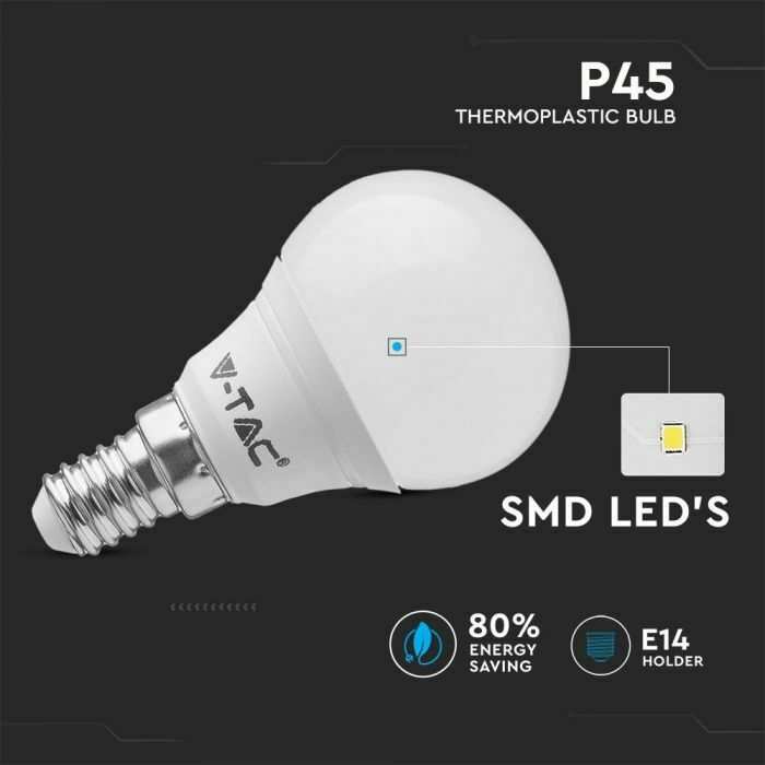 5 x V-TAC LED Leuchtmittel/Glühbirne E14 P45 4,5 Watt Kunststoff 3000K EEK: F Kopie
