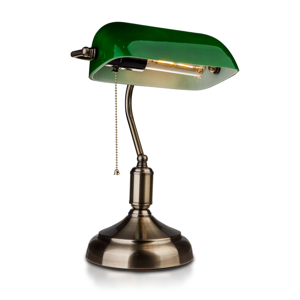 Traditionelle Bankerlampe mit Schirm - Vintage Bänkerlampe Retro