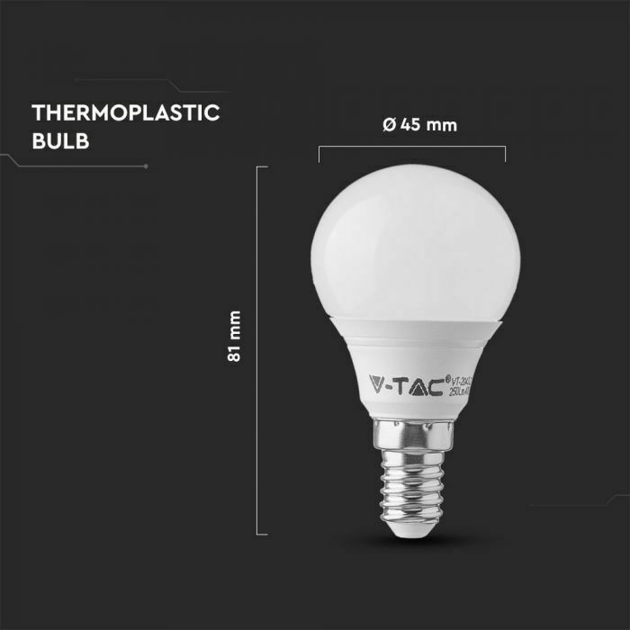 5 x V-TAC LED Leuchtmittel/Glühbirne E14 P45 4,5 Watt Kunststoff 3000K EEK: F Kopie
