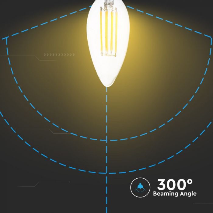 5 x LED Leuchtmittel/Kerze Filament E 14 6,0 Watt Körper : Glass klar 3000K EEK: A+ 
