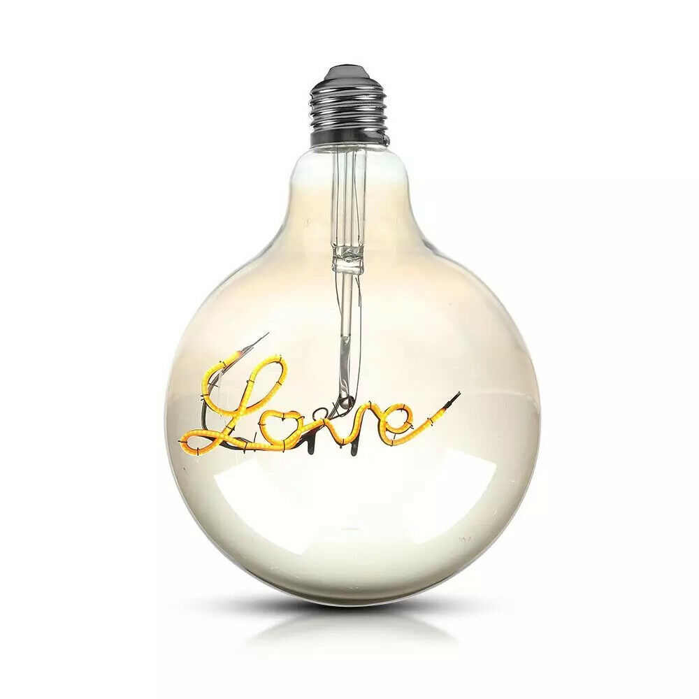 Dekoratives Vintage LED Leuchtmittel/Glühbirne "LOVE" Silber E27 Filament, G 125 , 5 Watt, Glas, 2200 k EEK: G
